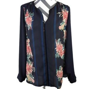 Modcloth Floral V Neck Tunic Blouse